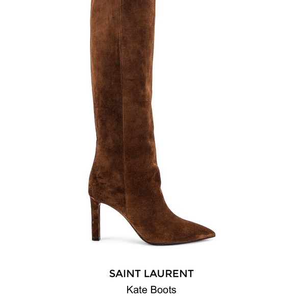 SAINT LAURENT Genuine Suede Heeled Boot Size 39 in Camel NIB - Picture 1 of 15